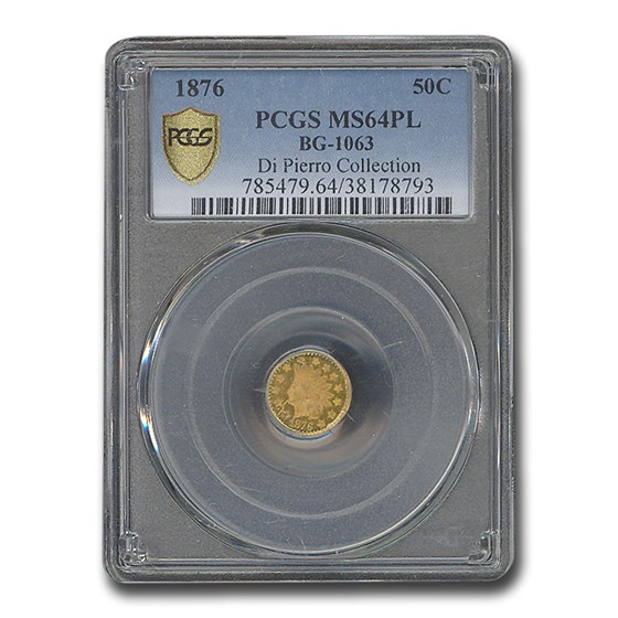 1876 Indian Round 50 Cent Gold MS-64 PCGS (PL, BG-1063) 1876 Indian Round 50 Cent Gold MS-64 PCGS (PL, BG-1063)